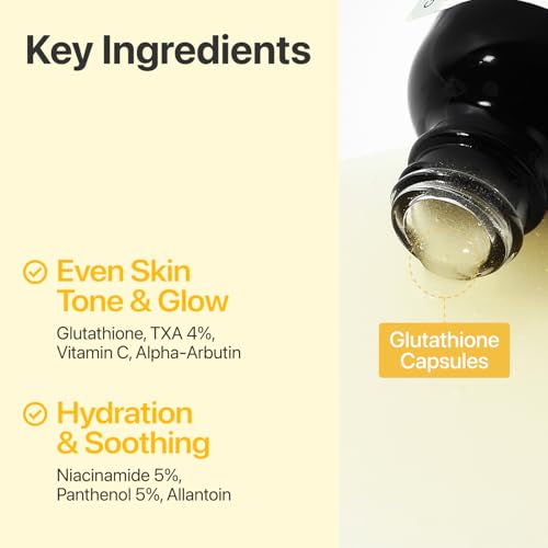 numbuzin No.5 Vitamin Concentrated Serum, Glutathione & Vitamin Serum, Korean Skincare, Tranexamic Acid 4%, Niacinamide 5%, Glutathione + Vitamin C Complex for a Radiant-Looking Glow 1.01 fl oz