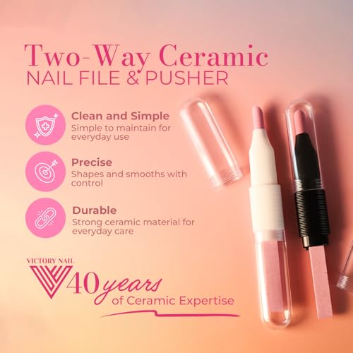 Ceramic Nail File & Cuticle Pusher Set (2-in-1 Manicure Tool)
