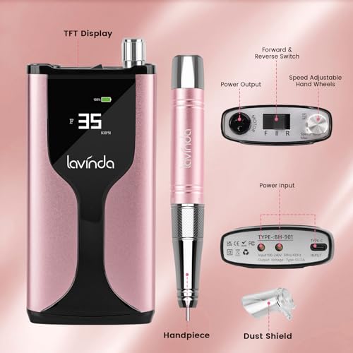 Lavinda Rechargeable Nail Drill 35000RPM Brushless Electric File