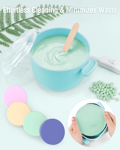 Beloving Green Circle Silicone Wax Warmer for Hair Removal, 18.6oz Portable Foldable Heating Kit