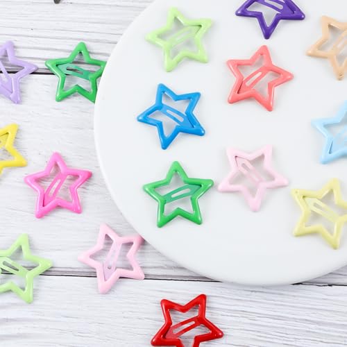 55pc Star Hair Clips Set - Colorful Metal Snap Barrettes