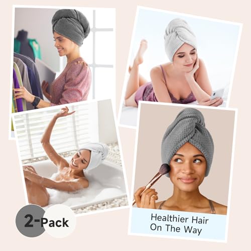 Umisleep 2 Pack Microfiber Hair Towel Wrap - 400 GSM