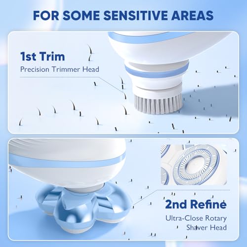 Electric Razors for Women - Upgraded Magnetic Electric Shaver for Women, Cordless Painless Hair Remover for Legs Bikini Face, Lady Trimmer for Sensitive Skin, Detachable and Waterproof, Blue