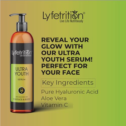 Lyfetrition Ultra Youth Serum | 12 oz Large Bottle | Anti Wrinkle Face Serum Hyaluronic Acid Wrinkle Reducing Formula For Face Topical Facial Serum For Flawless Skin Restores Boost Collagen