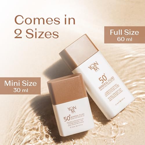 YONKA PARIS SPF 50 Mineral Fluid | Weightless Sheer Sunscreen No White Cast | 100% Non Nano Zinc Oxide Niacinamide | Fragrance Free Water Resistant | Daily Facial Sun Protection