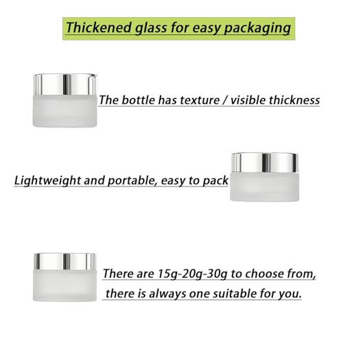 3-Pack Refillable Travel Bottles 15g 20g 30g - Glass Cosmetic Containers