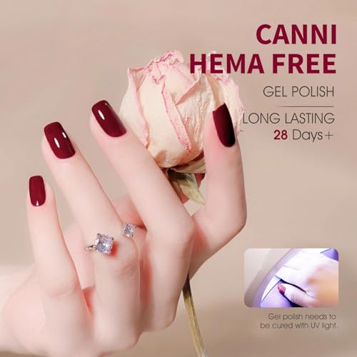 Canni Burgundy Red Gel Nail Polish - 1 Pcs Dark Red UV/LED Soak Off