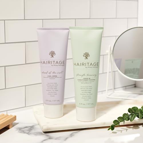 Hairitage Curl Cream + Leave in Conditioner Bundle - Jojoba Oil Curl Defining Cream for Curly Hair ? Leave in Conditioner + Coconut Oil + Shea Butter ? Hydrating + Moisturizing, Vegan + Cruelty-Free