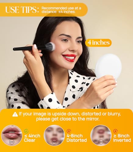 Gospire 20X Magnifying Mirror, 3.5" Round Magnetic Compact Travel