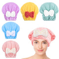 Microfiber Hair Drying Caps - 5-Pack Ultra Absorbent Turbans with Bowtie
