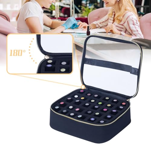Nail Polish Organizer Case - Holds 30 Bottles with Clear Lid