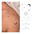 Celestial Temporary Tattoos ? Realistic & Long-Lasting Sun Moon Star Minimal Fake Tattoos, Waterproof Semi-Permanent Body Stickers for Shoulder, Neck, Collarbone