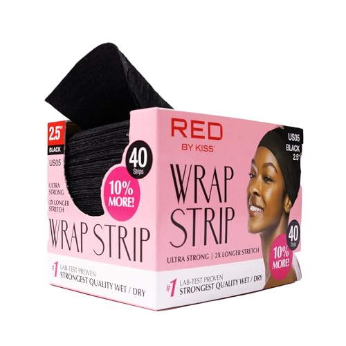 Red by Kiss Wrap Strip, Ultra Strong 2X Longer Stretch, 40 Strips (1 PACK - 2.5", Black)