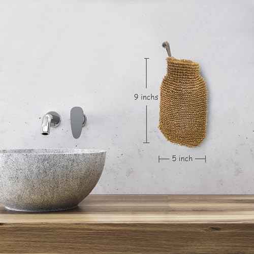 (4 Pack) Natural Exfoliating Hemp Bath Mitt Shower Gloves Loofah Washcloth Sponge Machine Washable Body Scrubber (ROUGHER Hemp)