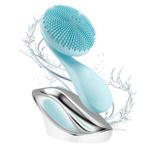 2 in 1 Facial Cleansing Brush, Rotating Magnetic Beads & Massage Cleaning Electric Face Scrubber, Waterproof and Rechargeable Exfoliating Face Scrubber Brush