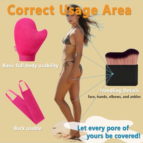 4-Pcs Self Tanning Mitt Set with Back Applicator & Brush