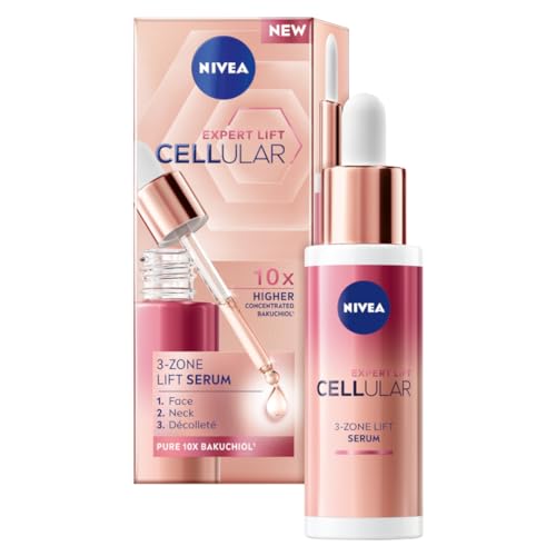 NIVEA Cellular Expert Lift Anti-Age Day Cream & 3-Zone Lifting Serum Duo ? Pure Bakuchiol + Micro & Macro Hyaluronic Acid for Facial Contours, Firmness & Reduced Wrinkles (50 ml + 30 ml)