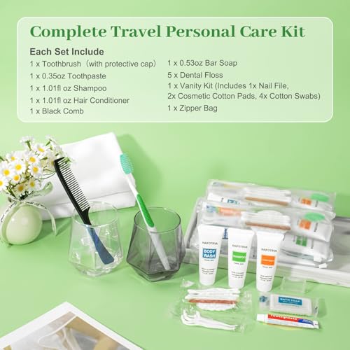 50-Pack Travel Toiletries Kit with Toothbrush & Shower Essentials