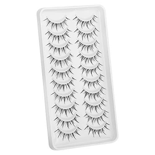 outopen Manga Lashes with Clear Band Japanese Anime Cosplay Eyelashes Asian False Eyelashes Natural Look Like Individual Clusters(B02-Asian Style | 9-13MM)