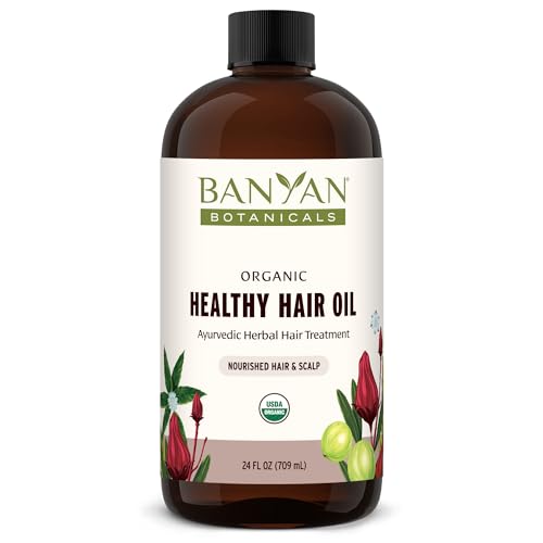Banyan Botanicals Herbal Hair Oil - 24 oz - Nourishes and Supports hair growth with organic herbs and oils, delivering deep nourishment to all hair types