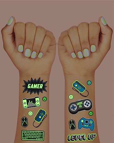 Video Game Temporary Tattoos - 40 Glow in Dark Designs