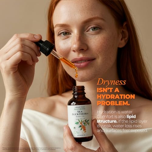 Sea Buckthorn Oil - 1 fl oz Cold-Pressed Sea Buckthorn Berry Oil - Seabuckthorn for Face, Hair, Body & Supplement