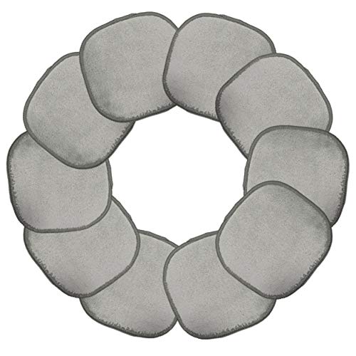 Polyte Premium Hypoallergenic Microfiber Fleece Makeup Remover and Facial Cleansing Cloth, 5 x 5 in, 10 Pack (Gray)