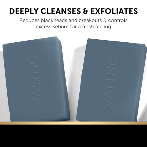 VALITIC Salicylic Acid and Vitamin C Soap Bar - Facial Cleanser and Exfoliating Body Wash for Blackheads, Enlarged Pores and Blemish Skin with Collagen, Hyaluronic Acid, Vitamin E - 2 Pack