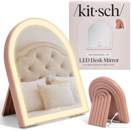 Kitsch Arch Rechargeable LED Desk Vanity Mirror with Lights - Terracotta