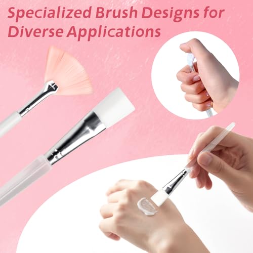 8 Pcs Face Mask Mixing Bowl Set - Esthetician Supplies, DIY Facemask Mixing Tool, Facial Mask Applicator Brushes Kit, 2 Rose Gold Facial Bowls, 2 Facial Fan Brushes, 2 Flat Brushes, 2 Measuring Spoons