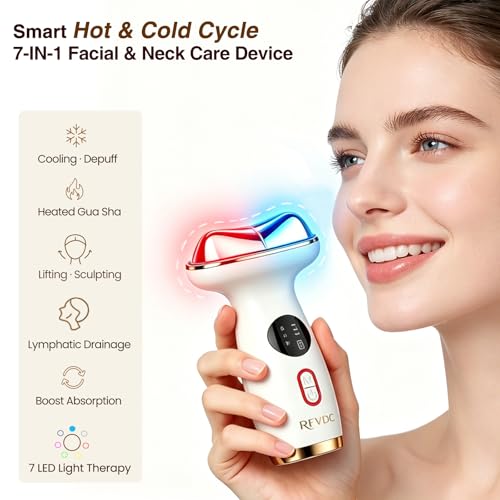 Hot Cold Gua Sha Facial Massager with 7 LED Red Light