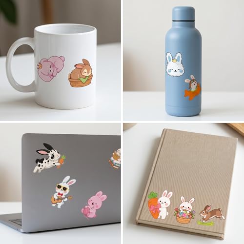 96 Bunny Temporary Tattoos for Kids - 8 Sheets