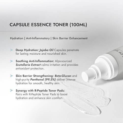 AS OF TODAY Capsule Essence Toner | Jojoba Oil Capsules + Scutellaria Extract | D-Panthenol Hydrating Toner for Sensitive, Dry & Combination Skin | Clean Beauty Formula | Moisturizing & Balancing