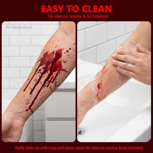 Halloween Fake Blood Makeup Kit - 3 Bottles SFX Spray & Dripping