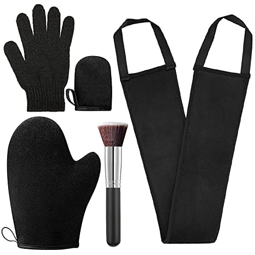 ANSPHIE 5 Pack Self Tanning Mitt Applicator Kit, Self Tan Glove, Face Tan Mitt, Back Lotion Applicator, Exfoliating Glove, Tanning Brush for Self Tanner Fake Bake Tan