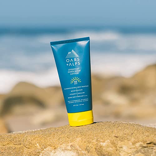 Oars + Alps Everyday SPF 35 Sunscreen Body Lotion, Infused with Aloe Leaf Juice and Vitamin E, Water and Sweat Resistant, 6 Fl Oz