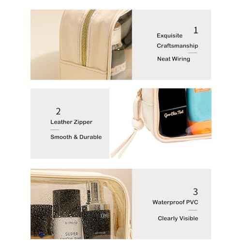 3Pcs Travel Clear Makeup Bag Set for Women, Transparent Toiletry Bag with Zipper Portable Makeup Pouch Organizer Waterproof Small Cosmetic Bag Compact Car Bag Organizer Car Accessories (White Set)
