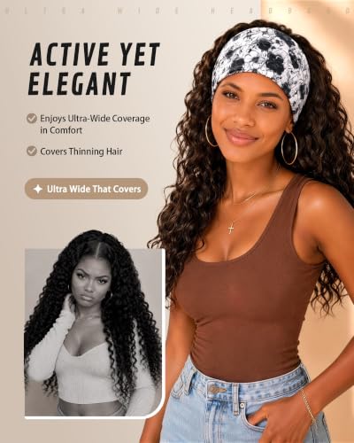 REOTECALL Extra Wide Non-Slip Headbands for Women - 6 Pack
