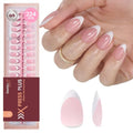 Beetles French Tip Press On Nails - Short Almond Pink Fake Nails (224 Pcs)