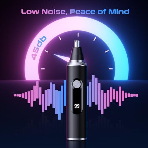 Nose Hair Trimmer for Men & Women ? USB Rechargeable Clipper with LED Display, Dual-Edge Blades, 7600RPM Motor, IPX6 Waterproof, Painless Ear & Eyebrow Trimmer