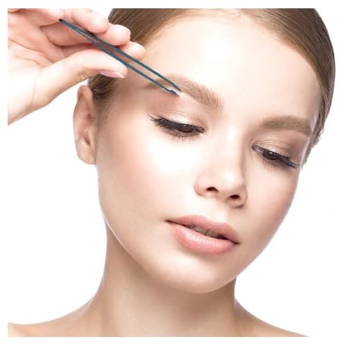 Cliganic Professional Eyebrow Tweezers Slant Tip (Silver) - Precision for Men & Women, Stainless Steel Best for Plucking Chin Facial Hair