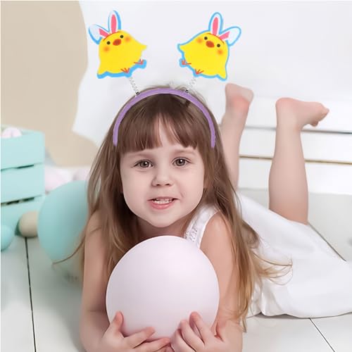 HIFANMM Easter Headbands Chick Hair Bands for Women Girls Kids, Cute Bunny Ears Chicken Hair Accessories Easter Day Decoration Headdress Party Supplies Gift Hair Hoop 1 Pcs