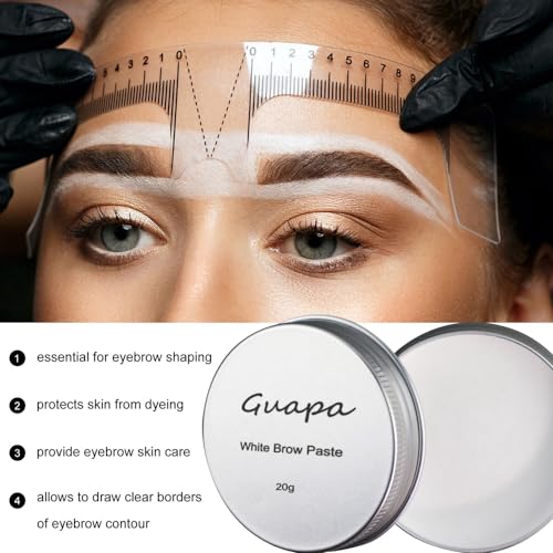 0.7oz Highly Pigmented White Mapping Paste Microblading Eyebrows Shape Mark Tools Brows Contour Design Paste Eyebrow Tinting Tool for Permanent Makeup Micropigmentation (White Paste with Silver Box)