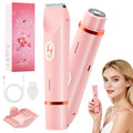 2 in 1 Women Electric Shaver Dual Head Bikini Trimmer for Women IPX7 Waterproof Wet & Dry Use Body Hair Trimmer and Facial Hair Remover for Bikini Underarm Leg Arm Body Face