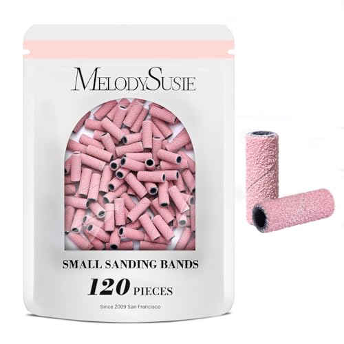 120 Pcs Fine Grit Sanding Bands for Nail Drills – Pink