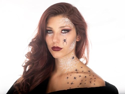 Halloween Spider Web Face Tattoos - 2 Complete Looks