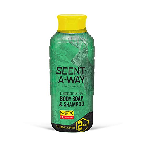 Hunters Specialties Scent-A-Way MAX 32oz Liquid Body Soap & Shampoo, Green, 32 oz & 07741 Saw Max Spray Odorless, 32 oz, Multi