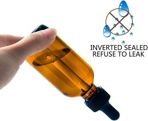 24-Pack 2oz Amber Glass Dropper Bottles for Essential Oils