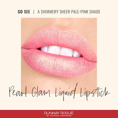 Runway Rogue Pearl Glam Liquid Lipstick + Liner Kit, Long-Wear Gold and Rose Shimmer Liquid Lipstick, 'Go See', Designer Liner Matte Blush Pink Lip Liner, 'It's a Wrap'