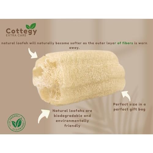 Egyptian Natural Loofah Exfoliating Body Scrubber - Eco-Friendly Bath & Shower loofah Sponge for Face & Body | 100% Natural Real Egyptian loofah, Ideal for Men & Women (1 Count (Pack of 2))